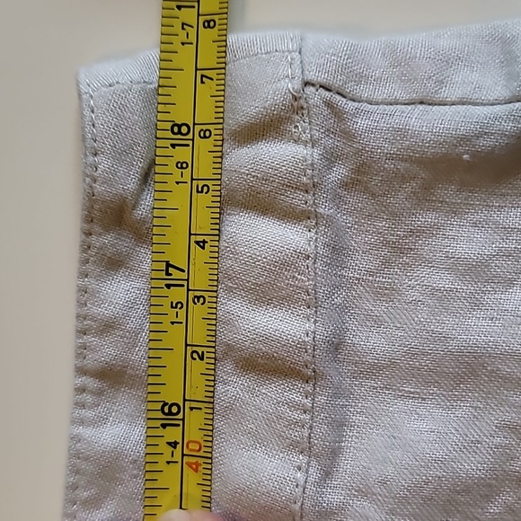 Cynthia Rowley linen slacks womens 14 ecru front cargo & back patch pocket - Picture 5 of 14